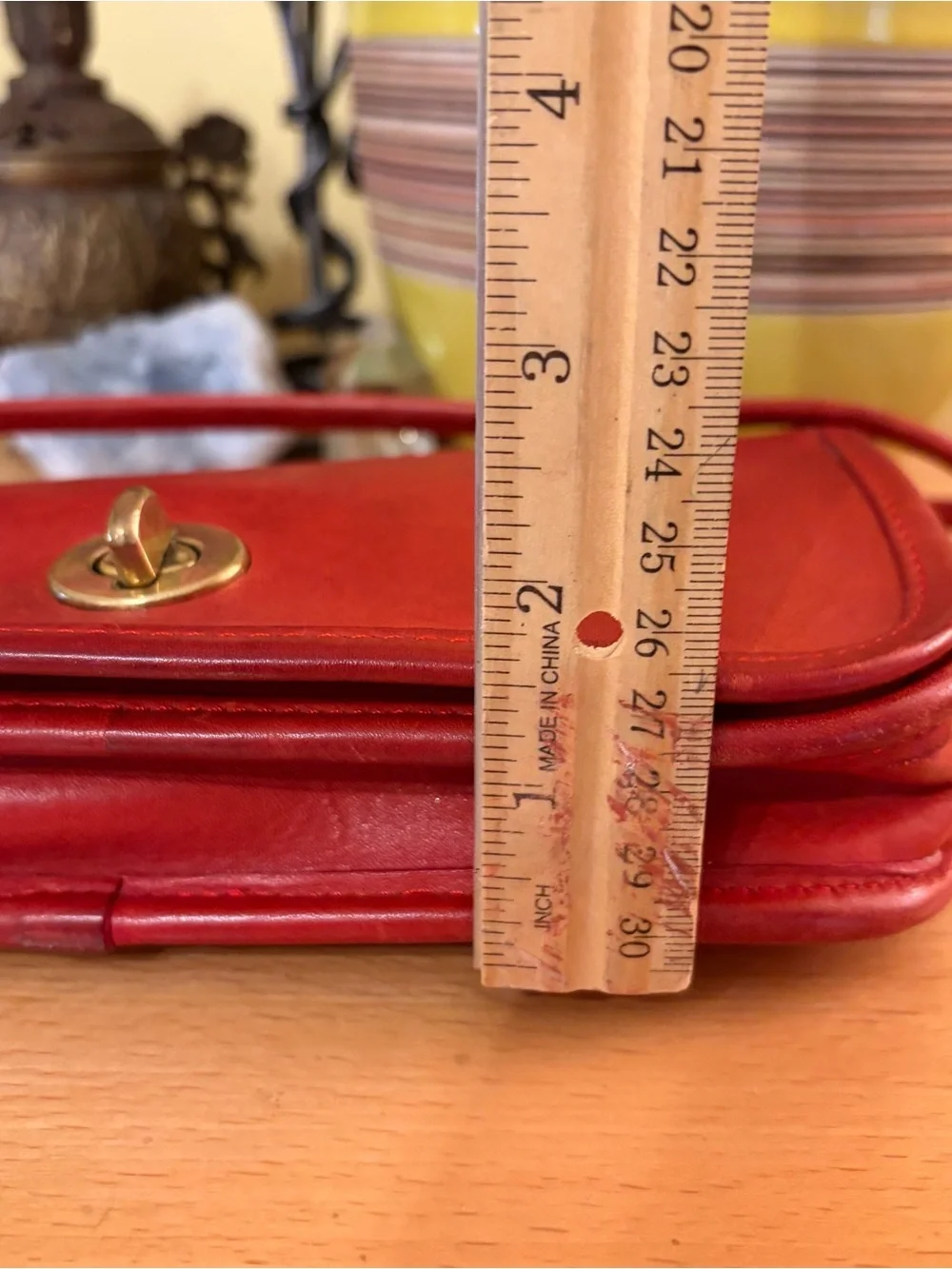 Vintage Coach Dinky 80s 90s Cherry Red Leather Crossbody Bag Purse Made In USA